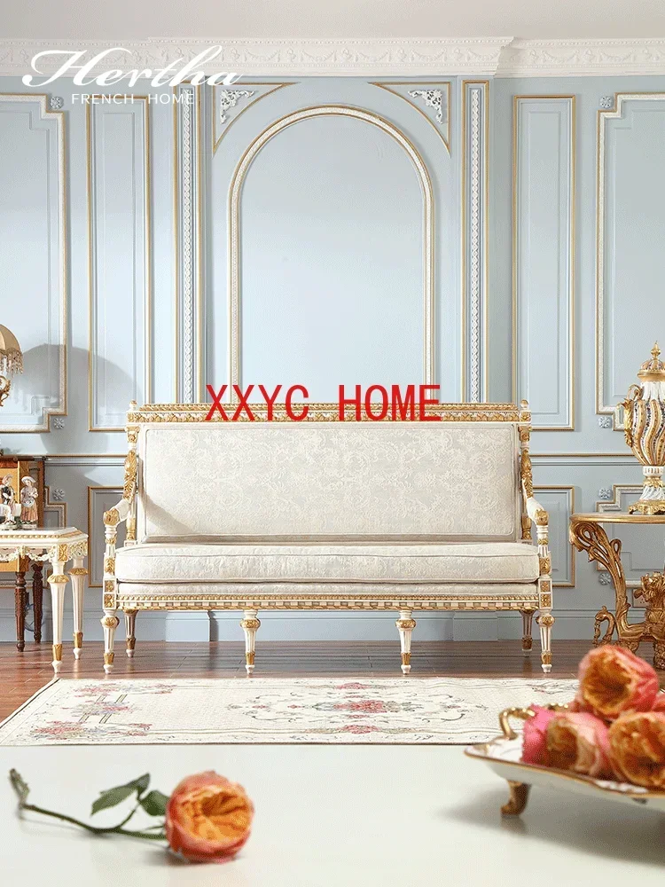 

French Retro Affordable Luxury Fabric Sofa Luxury Gold Beech European Simple Leisure Chair