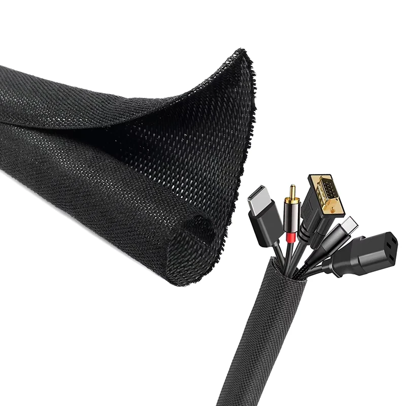 Self-Closed Closing PET Expandable Braided Sleeve Insulated Wrap Self Close Sleeved Cable Protecter Self-Closed Cable Organiser