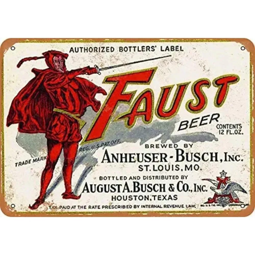 SRongmao 12 x 8 Tin Metal Sign  Vintage Look Faust Beer