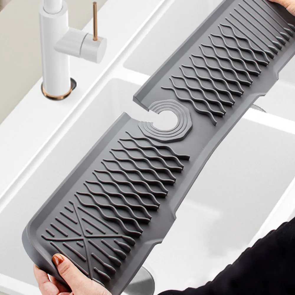 Silicone Kitchen Faucet Absorbent Mat Sink Splash Guard Catcher Drain Pad