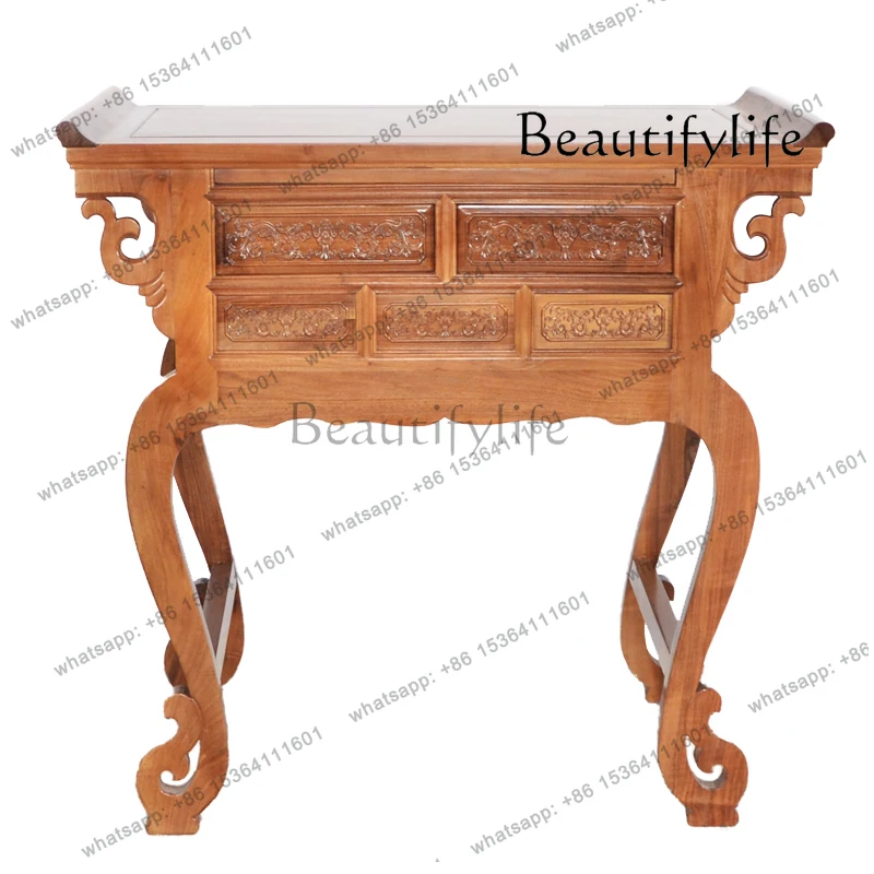 

Chinese solid wood table Buddhist hall table household economical Buddha statue Guanyin Taiwan table incense case