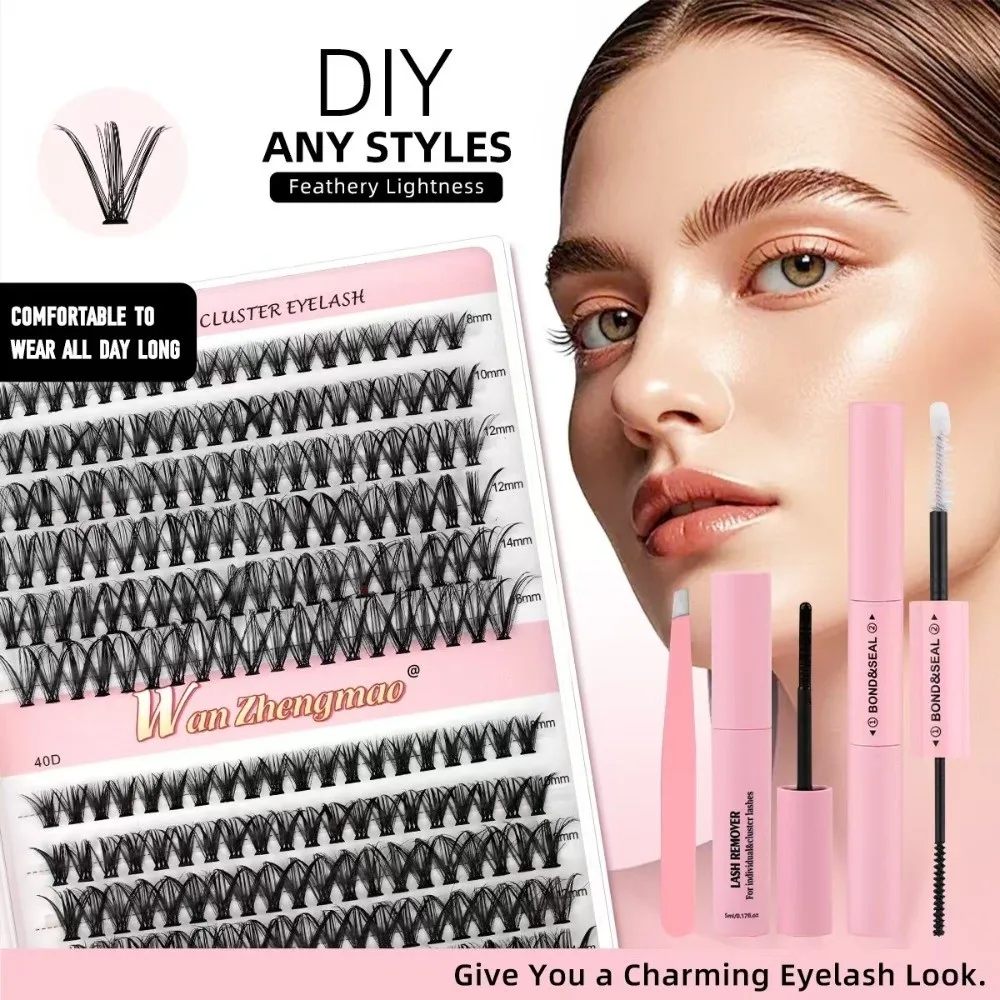 8-16mm Length False Eyelashes Natural Look Wispy Style DIY Lash Extension Kit Cluster Design Bond and Seal Fake Eyelash