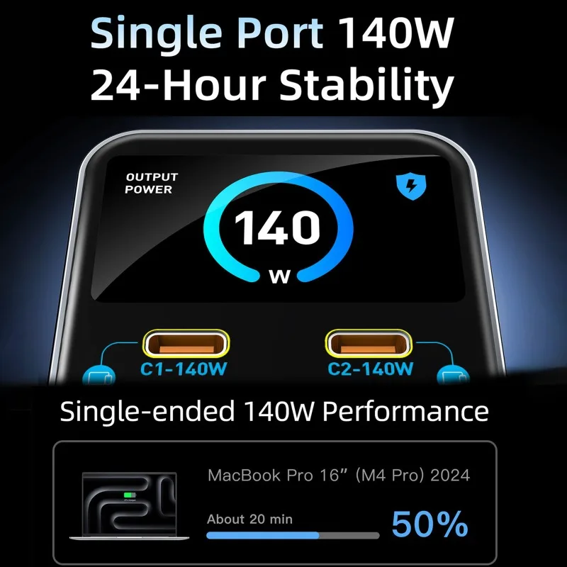 160W GaN Smart Charger AI Digital Display 10 IN 1 PD+QC Multi-Port Desktop Charging Station For Laptop Mobile Phones Table