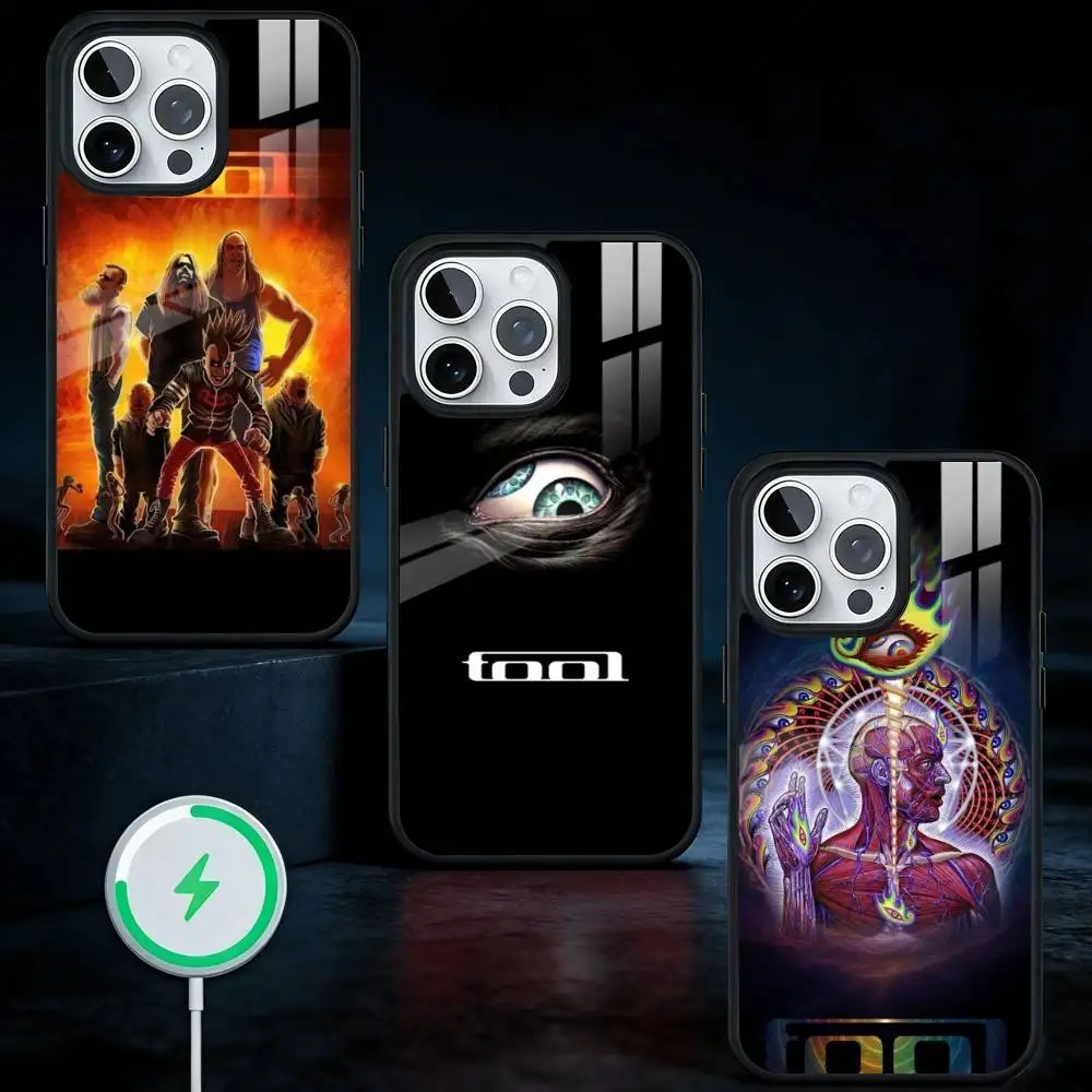 

Music T-Tool Band Rock Phone Case For iPhone17,16,15,14,13 Plus,Pro Max Magnetic For Magsafe Wireless Charging