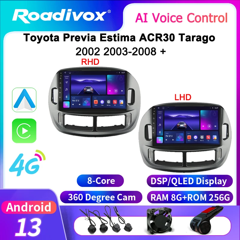 

roadivox Android car radio for Toyota Previa Estima ACR30 Tarago 2002 2008 GPS Navigation video Multimedia Player tape recorder