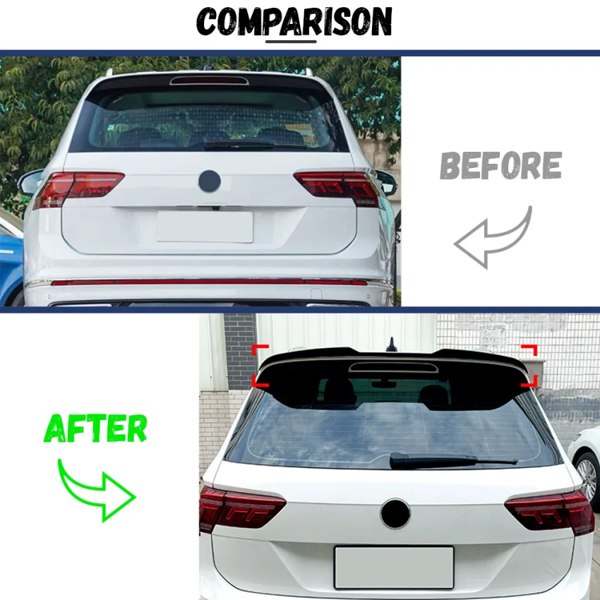 Car Rear Roof Spoiler Wing For Volkswagen VW Tiguan MK2 R R-Line 2017-2023 Tail Spoiler Wings Auto Body Kits - view 3