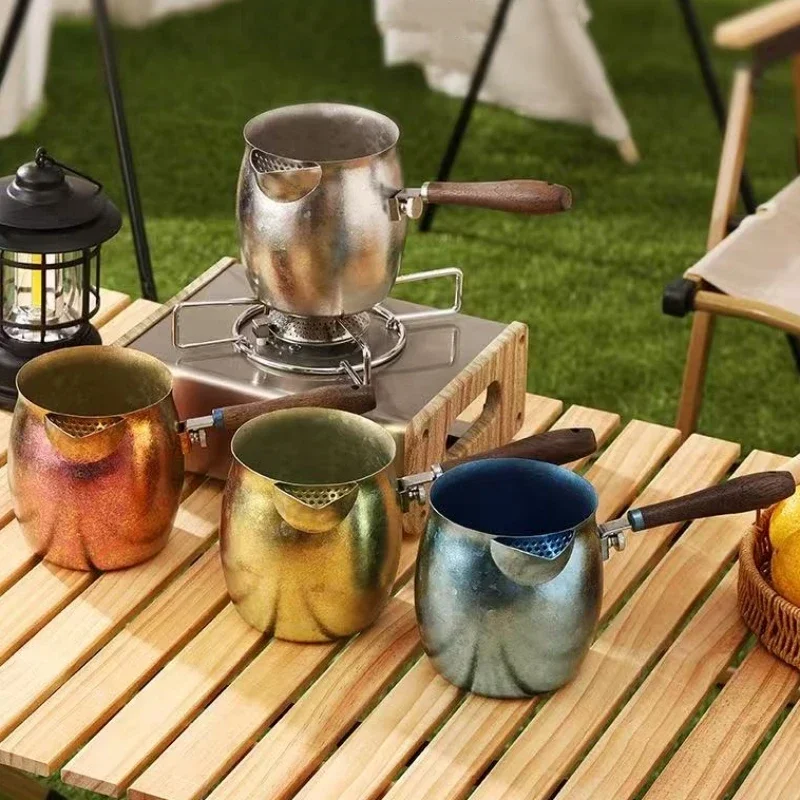 Handcrafted Boiling Pot Pure Titanium Handheld Retro 1 L Coffee Kettle Thickened Handle Home Use Water Offering Kettle Tea Pot