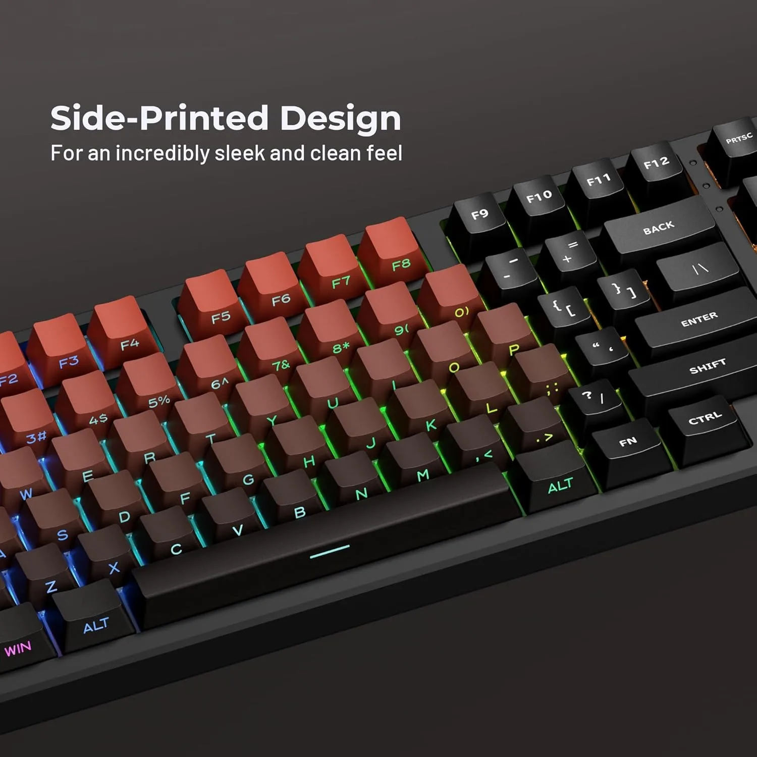 133keys Side Engraved Semi Transparent PBT Sanding Six Color Gradient Personalized Keycap for Mechanical Keyboards