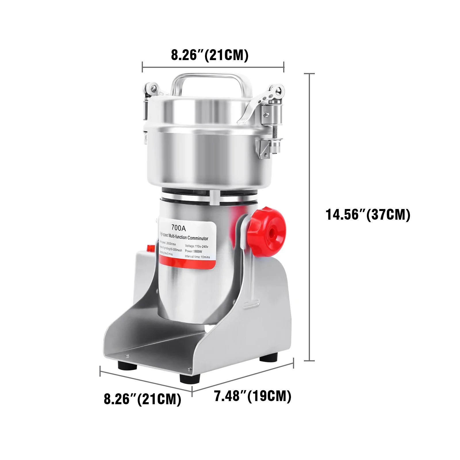 High Speed for 700G Electric Grain Mill Herb Grinder Stainless Steel 1500W Swing Flour Powder