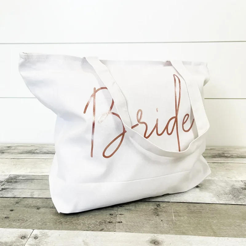 LARGE Bride Tote Bag With zipper Bride To Be Beach Bag Honeymoon Gift for Bride Bridal Show Bachelorette Hen Party Decotation