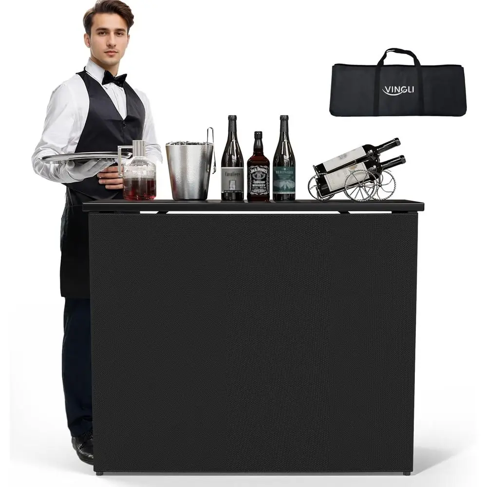 

45" Commercial Grade Portable Bar Table or Events, Mobile Bartending Station, Outdoor Indoor Up Bar Table with Skirt PP (45"-1P,