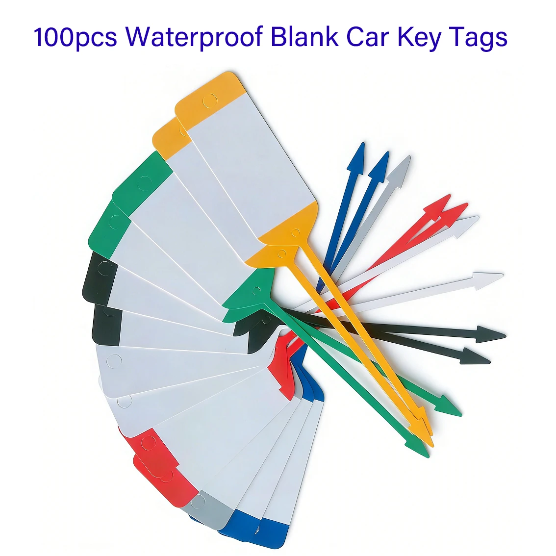 

100pcs Waterproof Blank Car Key Tags Durable Writeable For Auto Repair Services Multiple Colors Available