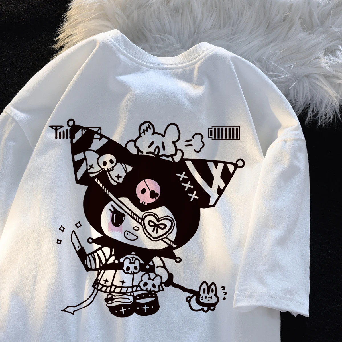 

Miniso Sanrio Kuromi оригинальная женская футболка милая женская модная простая хлопковая футболка с круглым вырезом и коротким рукавом хит продаж