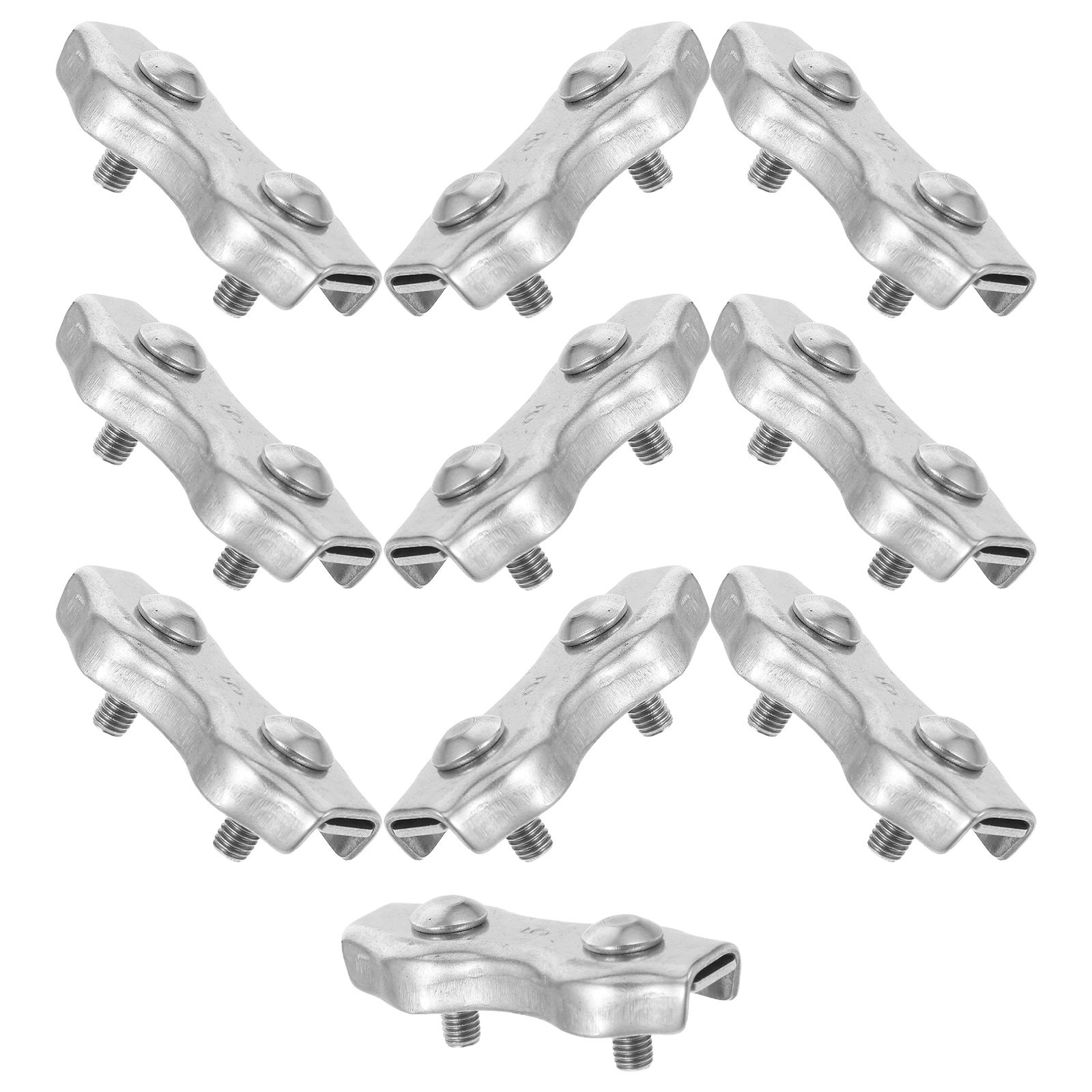 

10pcs Wire Rope Clamps Stainless Steel Double Hole Bolts Electric Fence Connectors Cable Hardware Garden Fencing