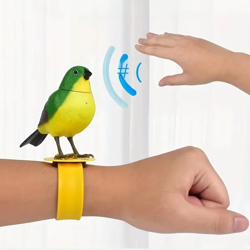 Juguete eléctrico para pájaros que canta para niños, juguete interactivo bonito para pájaros, simulación de pájaros para mascotas, llama, modelo de Control de sonido y movimiento, rompecabezas