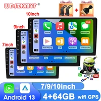 Radio Universal para coche, reproductor multimedia con Android 13 7, 9 y 10 pulgadas pantalla coche android auto 2DIN, 4GB, Carplay android auto inalambrico GPS, BT, Sistema Inteligente automotriz, regalo