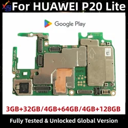 Motherboard for HUAWEI P20 Lite, Original Unlocked Mainboard, 64GB, 128GB ROM, with Google Play store Installed