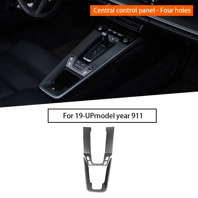

4PCS Carbon Fiber Center Console & Cup Holder Trim for Porsche 992 (2020-2024), 4-Hole Design