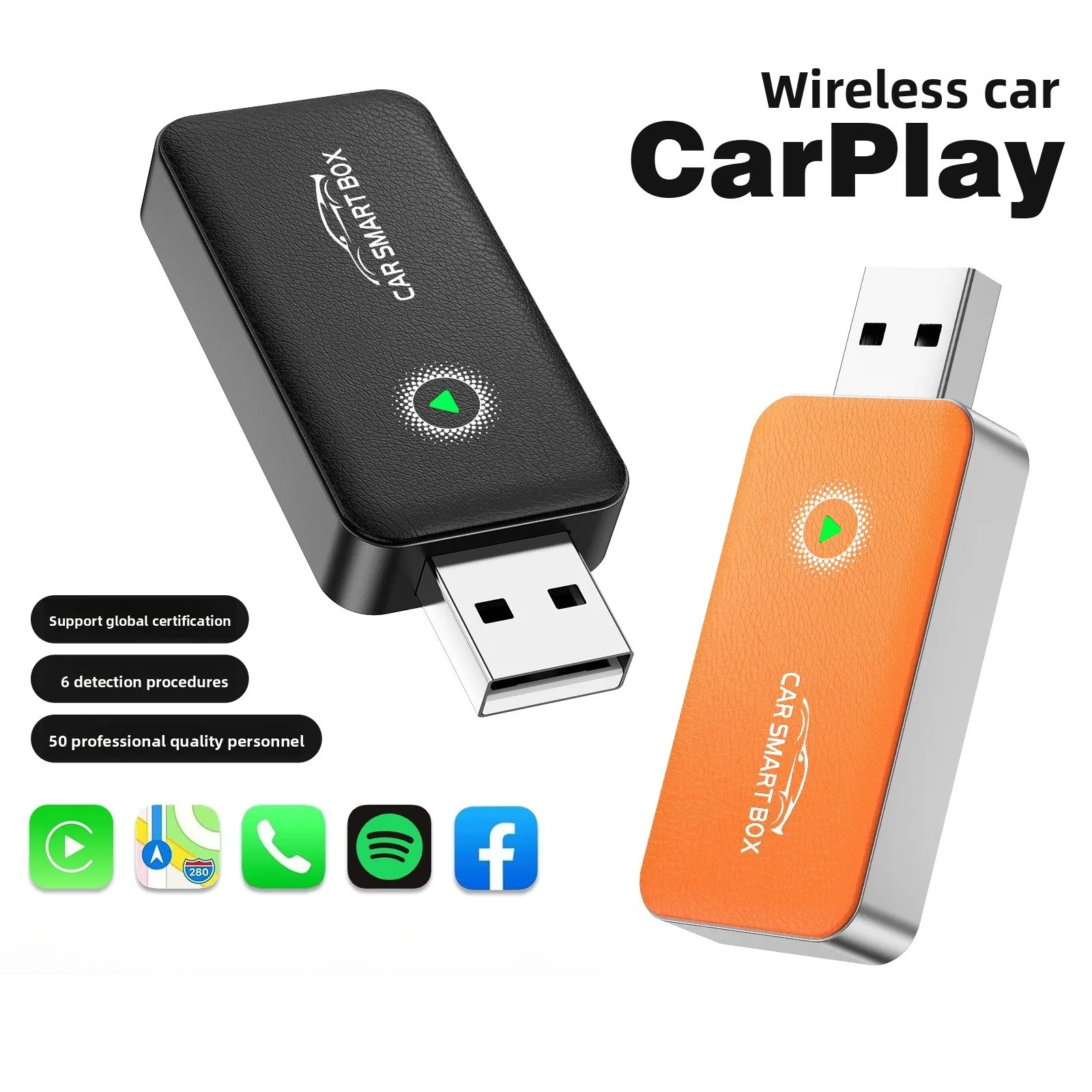 

Wired to wireless portable CarPlay Apapter USB CarPlay & Android Auto2-in-1 smart box,Plug & Play，אפל קאר פליי לרכב