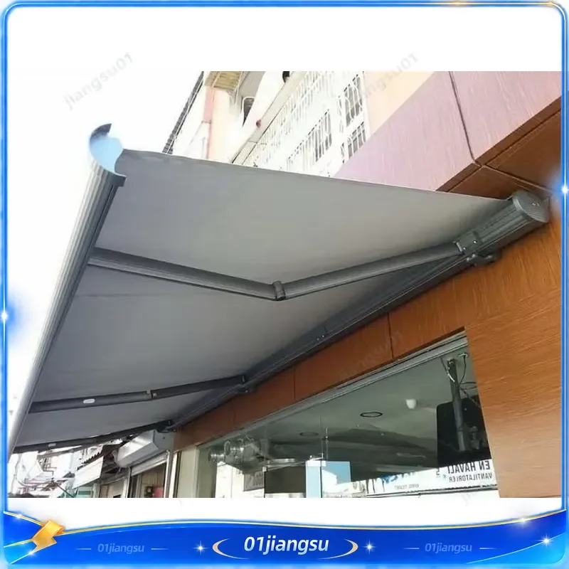 Automatic Retractable Awning Aluminum Arm Waterproof Polyester PVC Fabric Sun Shade Foldable Full Cassette for Balcony Patio
