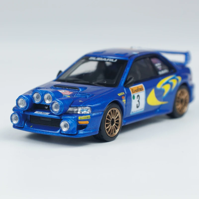 مينيجت 1:64 سوبارو امبريزا WRC98 1998 رالي مونتي كيرلو المكان الثالث # 3 سيارة معدنية زرقاء MGT موديل 975 #4