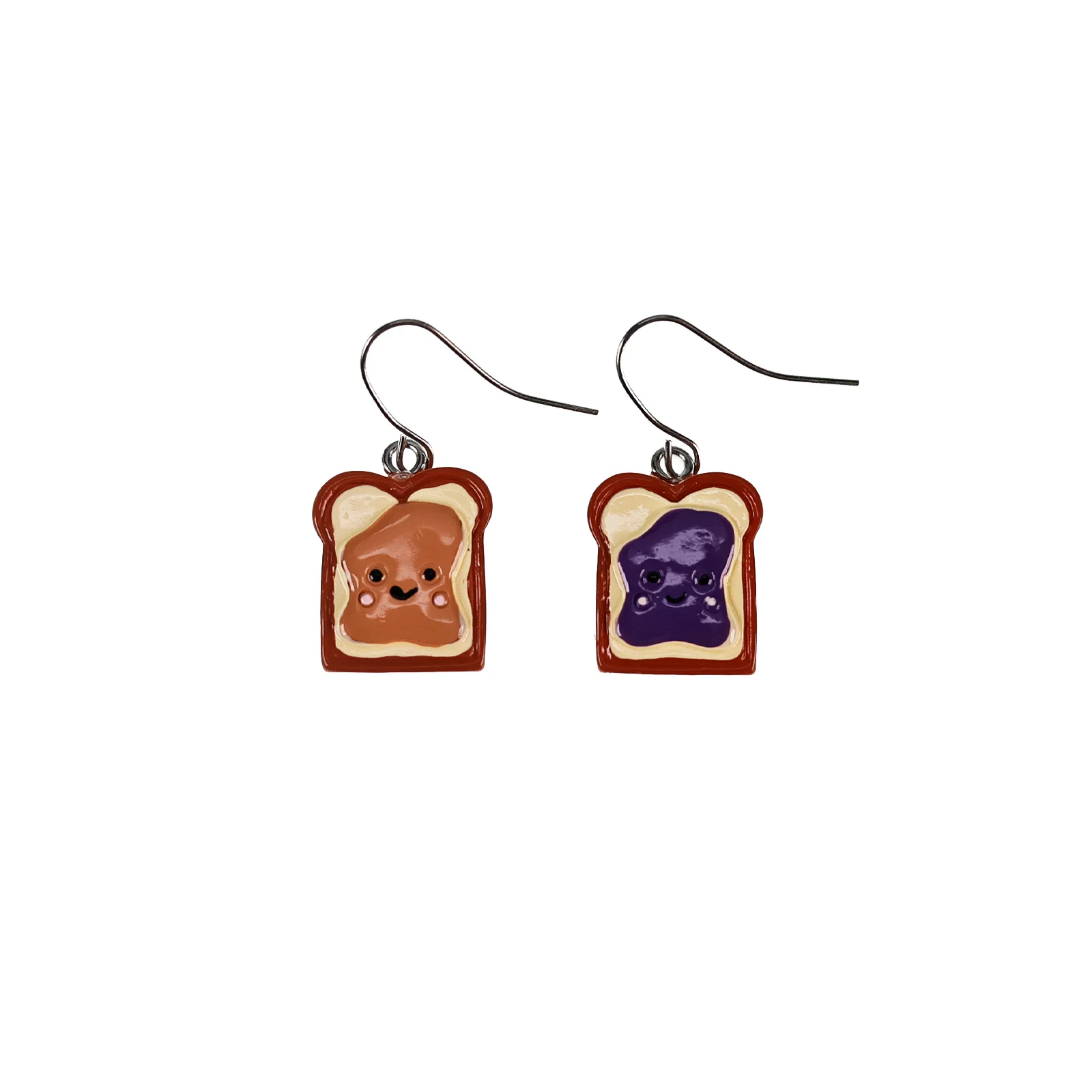 1 Pair Cute Toast Drop Earrings, Hand-Painted Resin Material, The Best Gift for Girls on Christmas, New Year and Birthdays.