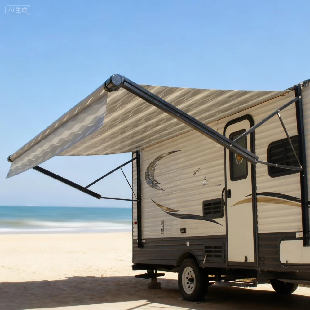 

Electric Retractable RV Awning For Motorhome Caravan Trailer Durable Waterproof Power Shade