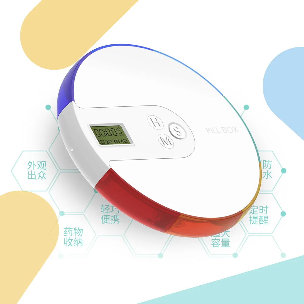 Smart Electronic Pill Dispenser Portable Travel Box with 4 Group Alarm Reminders New Design Small Container for Medicine Organiz