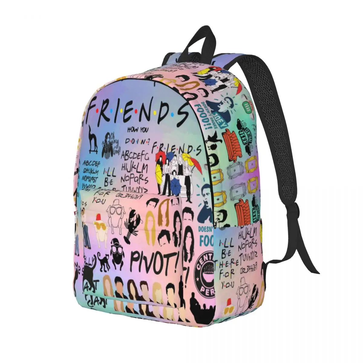 Cartoon Friends TV Show for Teens Student School Book Bags Central Perk American Canvas Daypack Elementary High College Hiking