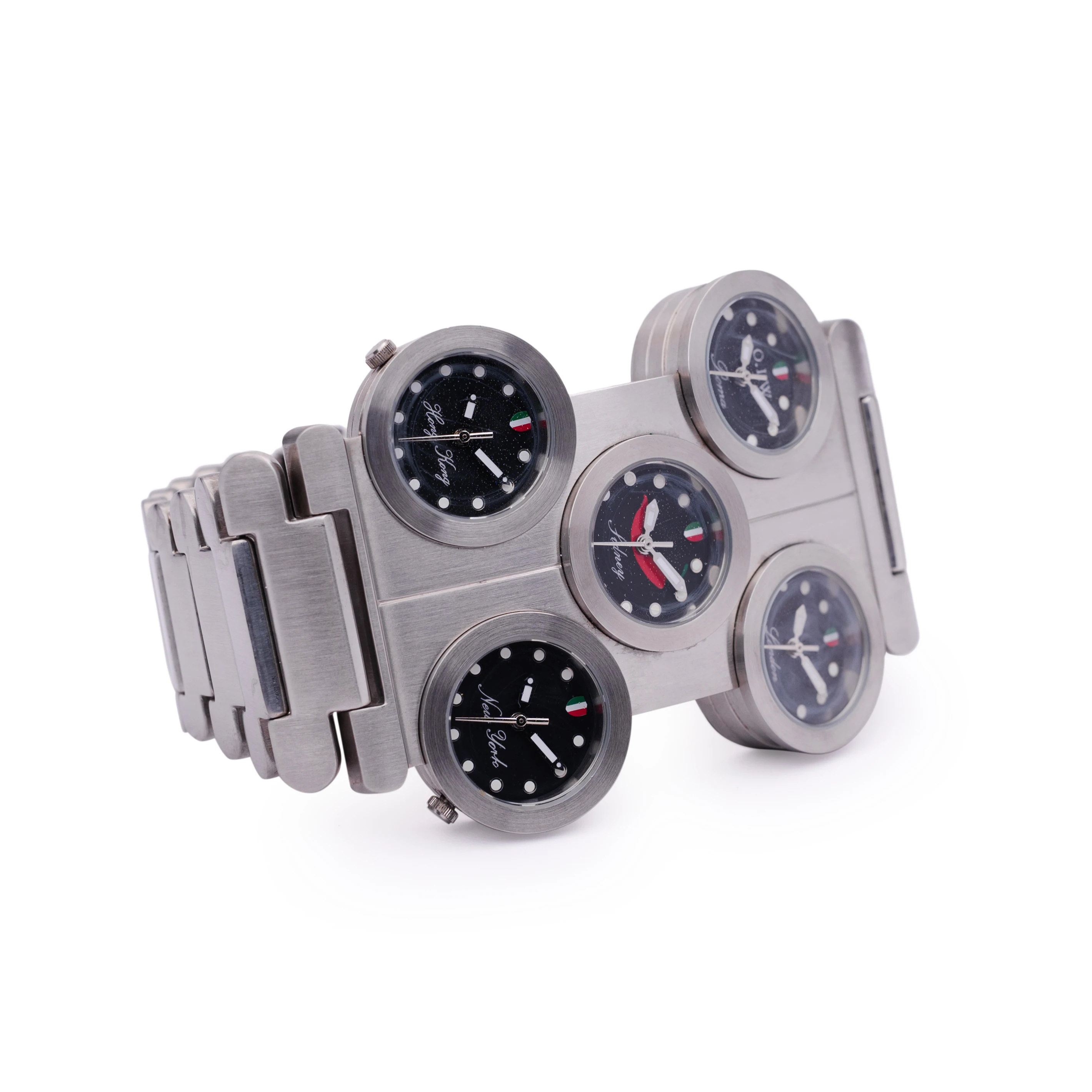 トップブランド高級メンズステンレススチール腕時計 5タイムゾーン 316Lクォーツ防水 ハイファッションスタイルガラス