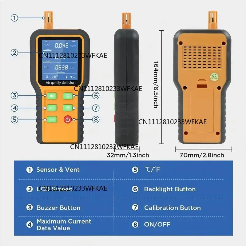 Air Quality Detector Carbon Dioxide Tester for TVOC HCHO Temperature and Humidity Detection