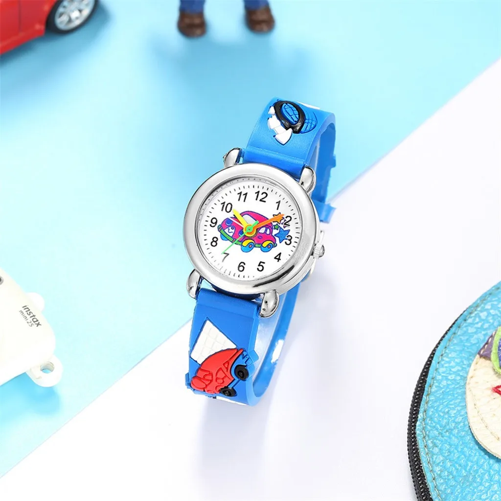 Lovely Cartoon Pattern Children Watch Simple Leather Band Analog Quartz Watch Boys Girls Kids Students Birthday Party Gift