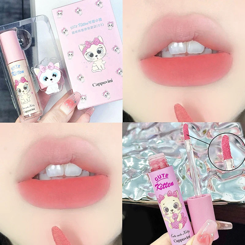 Mousse à prova d'água cappuvini brilho labial suave fácil de usar veludo pêssego rosa lama labial nude batom líquido duradouro maquiagem cosméticos