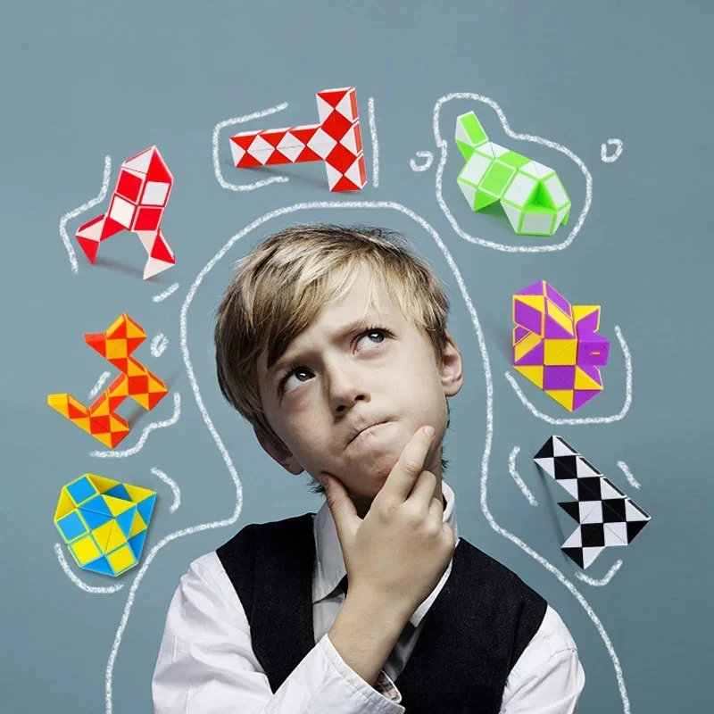 Magisches Lineal 24 Mini Twist Snake Puzzle-Würfel, pädagogisches Denkaufgabe-Spielzeug, zusammenklappbarer Puzzle-Würfel, Kinder-Party-Geschenke, faltbares Gehirn