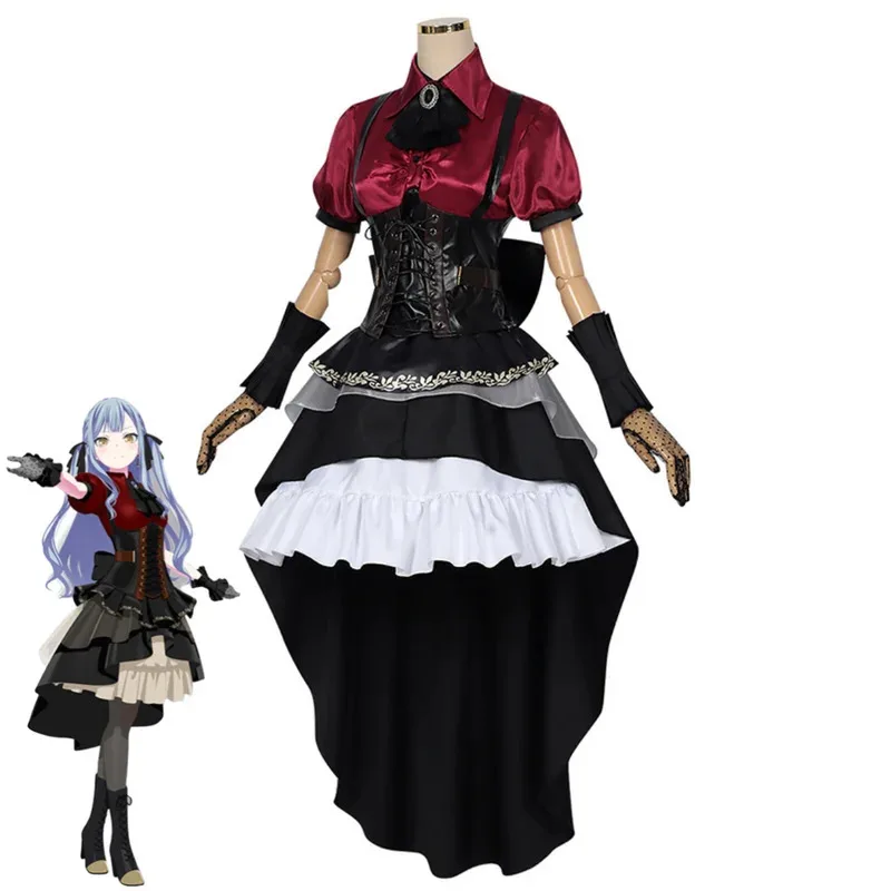 Anime BanG Sogno! Sakiko Togawa Costume Cosplay Ave Mujica Oblivionis Rosso Nero Abito da sera Parrucca Donna Kawaii Natale Suitx;8