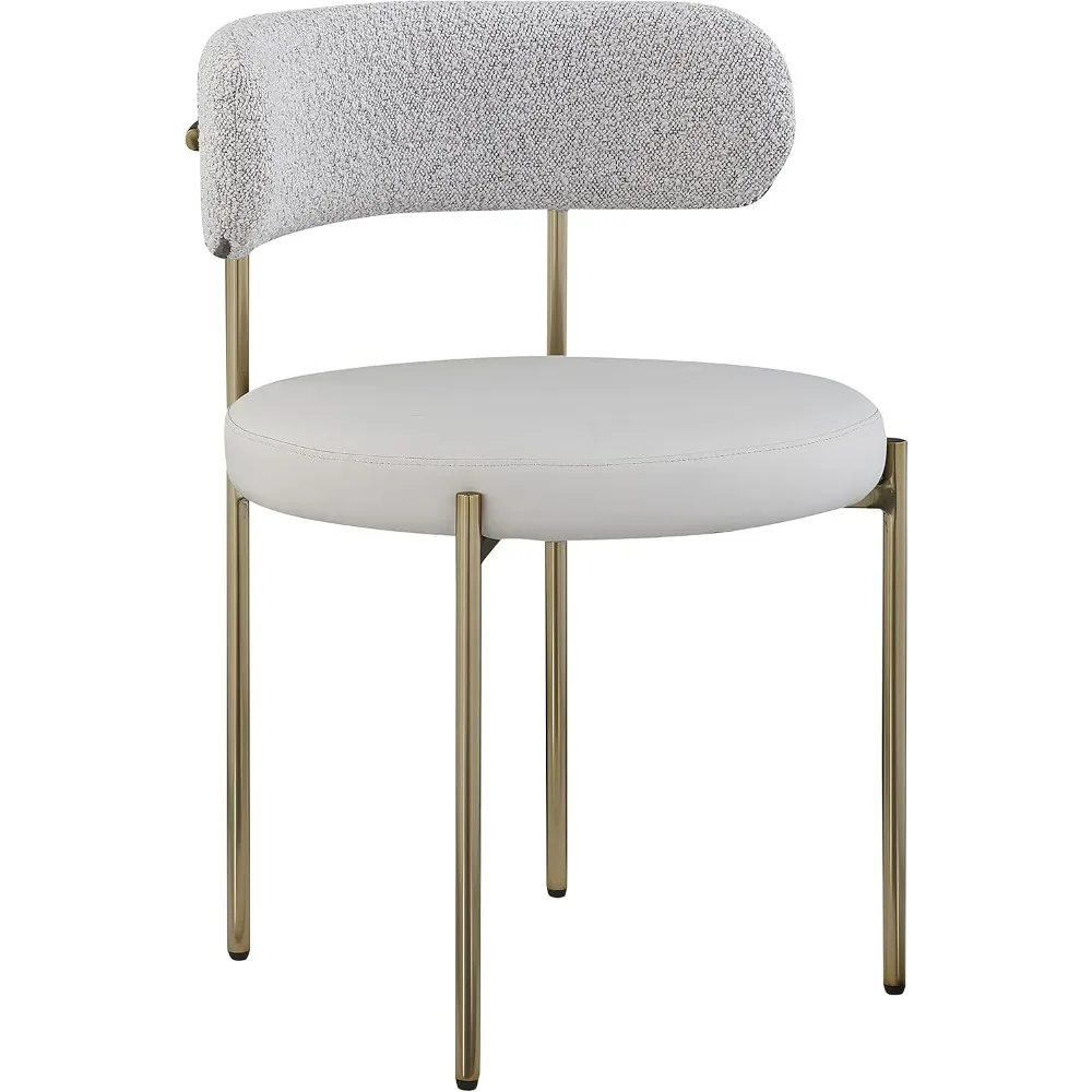 Sedia da pranzo moderna, collezione Beacon 886Taupe-C, sedile in pelle vegana in morbida tortora, design con schienale Boucle