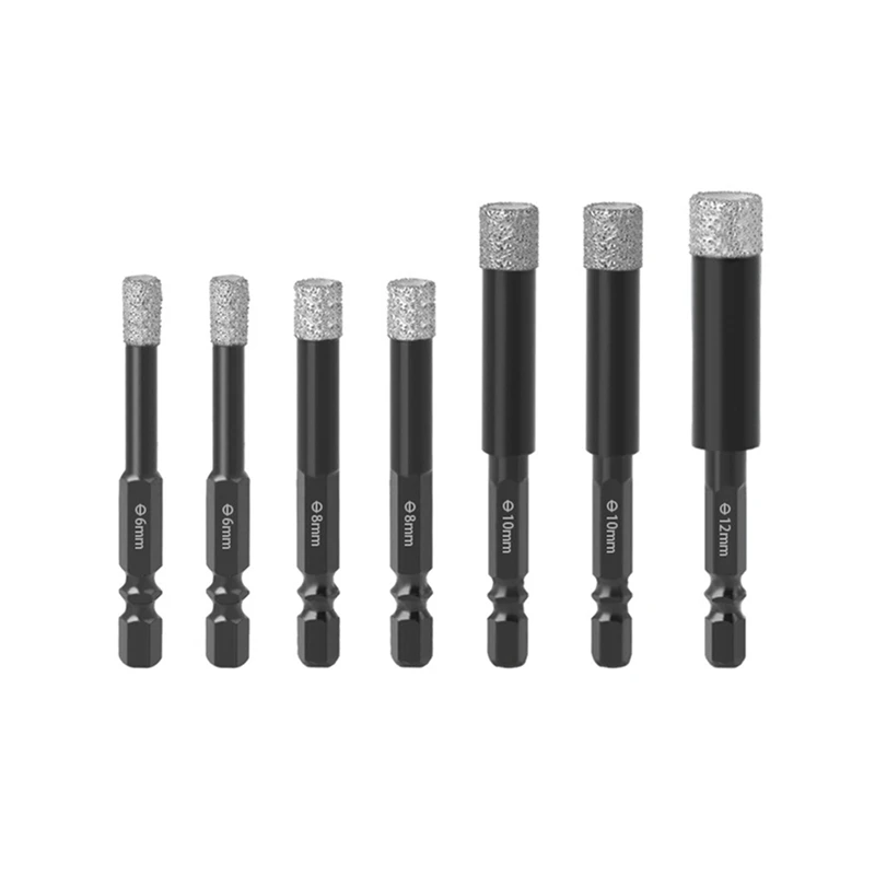 

7Pcs Brazed Ceramic Tile Drill Kit Multi-Function Vitrified Brick Diamond Hole Opener Set Kit