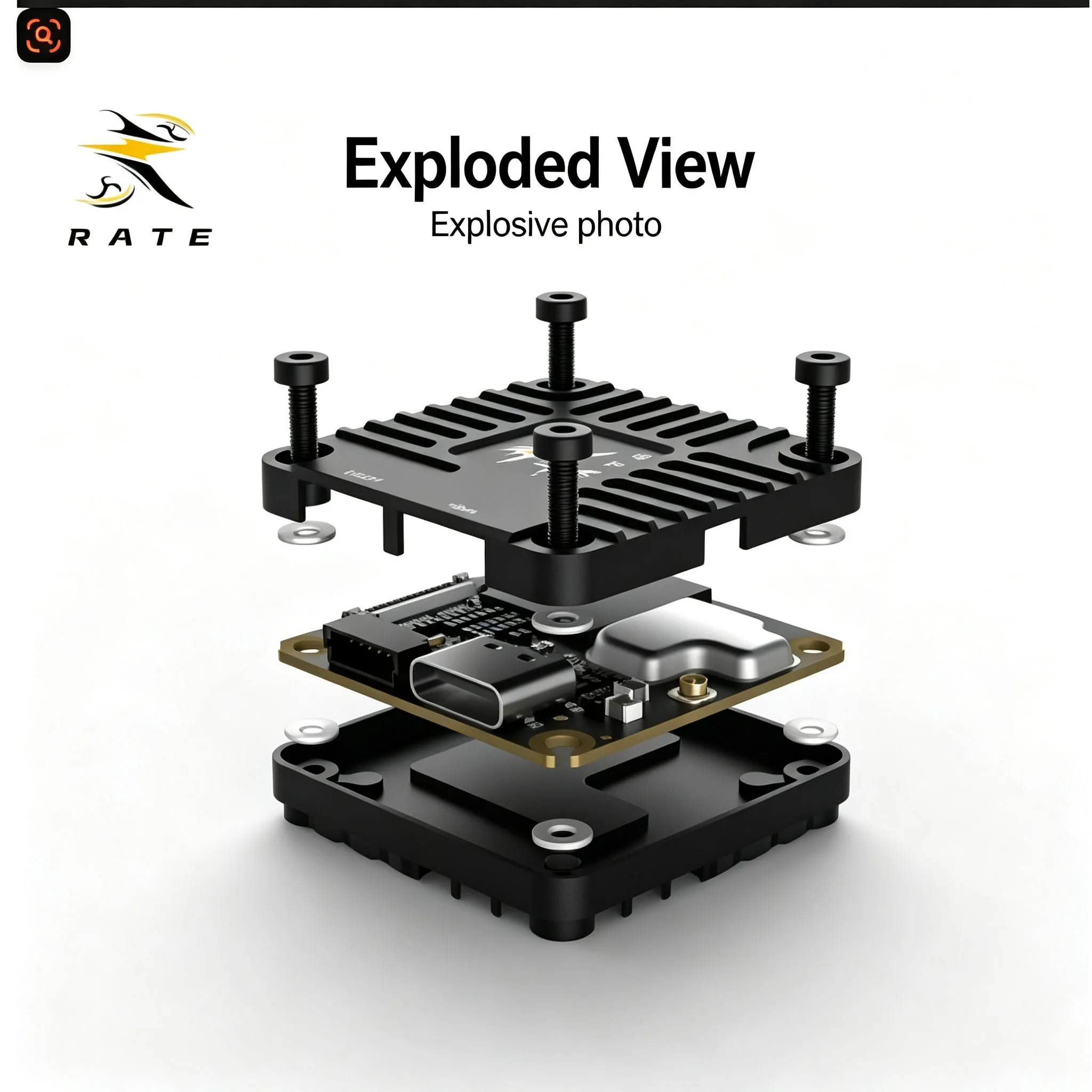 RATE 04 Lightweight Full‑Enclosed CNC Aluminum Case Protective Shell For FPV Flight Controller Stack