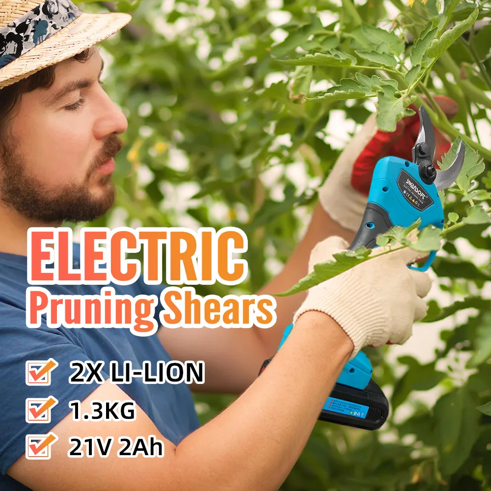 40mm Cutting Diameter Professional Sharp Cordless Electric Pruning Shears , 21V 2Ah Lithium Battery Tree Branch Trimmers Pruner
