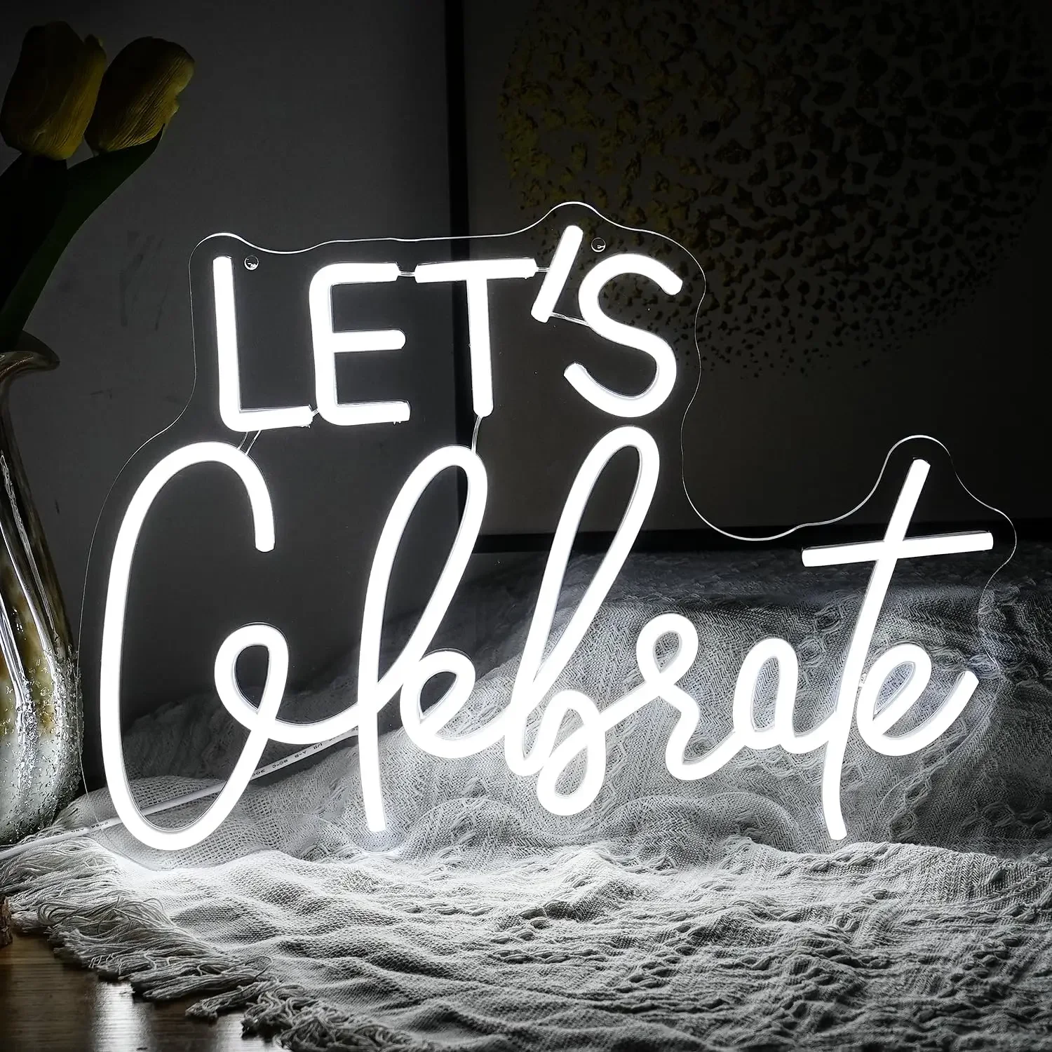 

Светодиодная неоновая вывеска Lets Celebrate с питанием от USB, поздравления, выпускная неоновая вывеска для свадьбы, спальни, украшение стены комнаты, неоновая вывеска, огни
