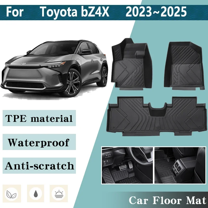 LHD Car Floor Mats for Toyota bZ4X Subaru Solterra 2023 2024 2025 Foot Liner Storage Pad Custom Waterproof Cover Rug Accessories