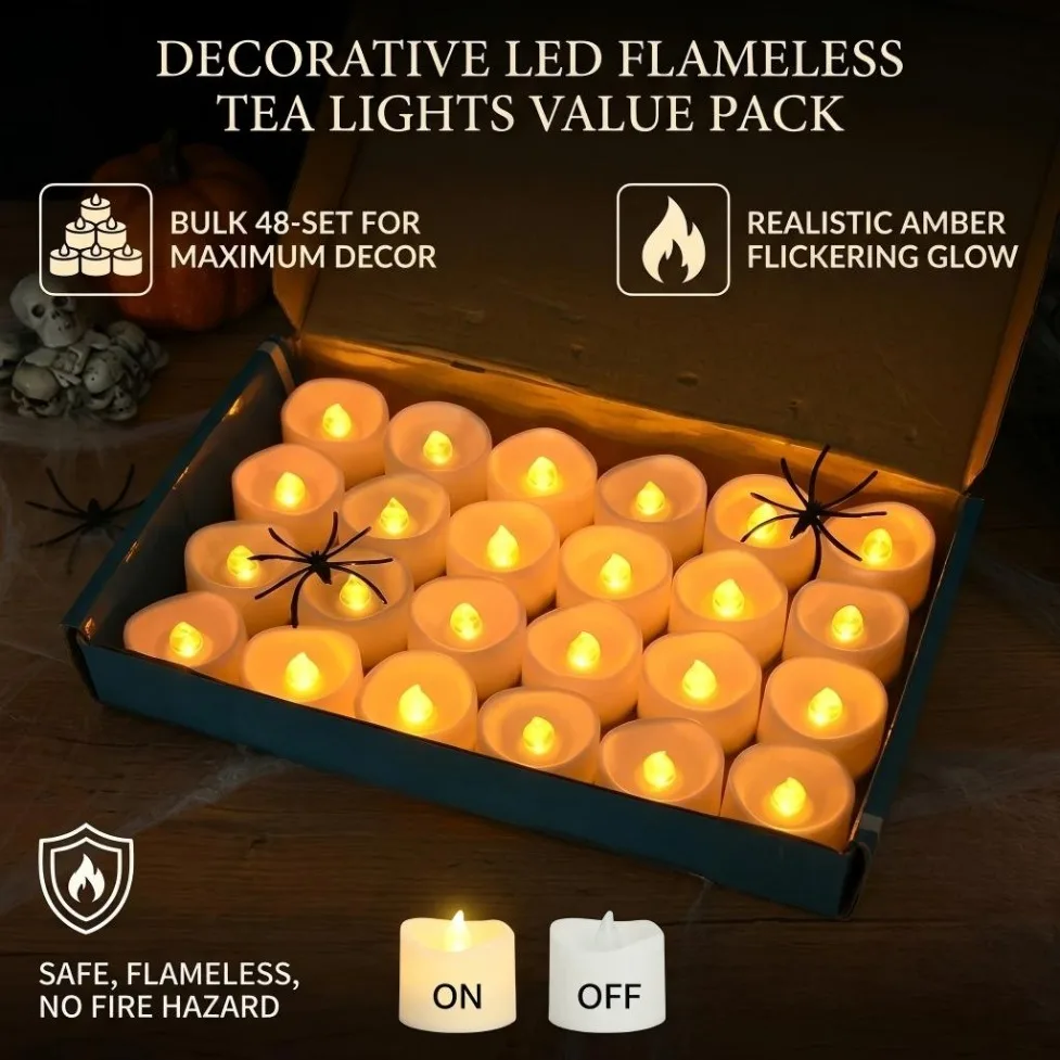 1-24Pcs Mini Flameless LED Candle Lights 2 Types Simulated Electric Candles For Wedding Christmas Halloween Festival Party Decor