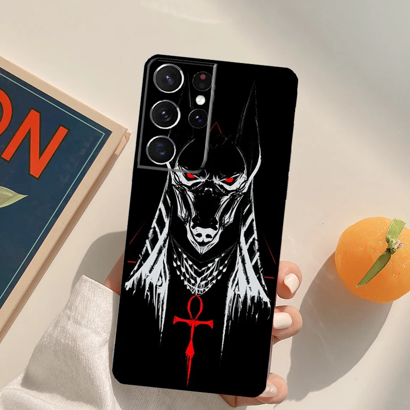 مصر نفرتيتي أنوبيس قضية الهاتف لسامسونج غالاكسي S23 الترا S20 S21 S22 S24 S25 S9 S10 زائد S24 FE الغطاء الخلفي