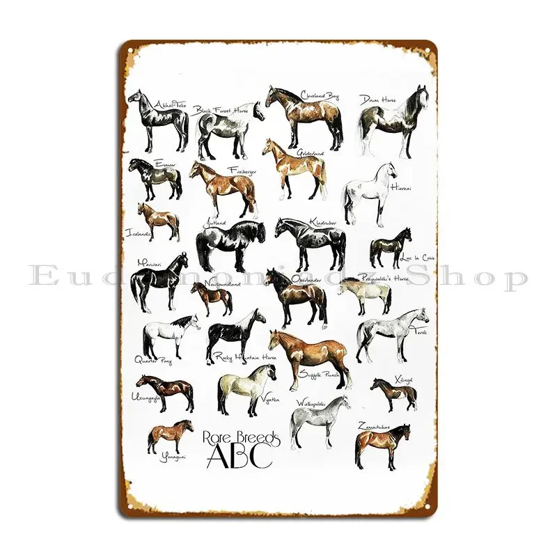 Rare Horse Breeds Abc Metal Sign Mural Garage Designs Design Club Bar Tin Sign Poster