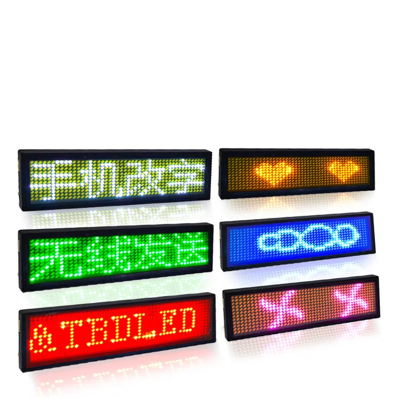 Bluetooth LED Name Badge DIY Programmable Scrolling Message Board Multi-language Mini LED Tag Pattern Display for Party Meeting