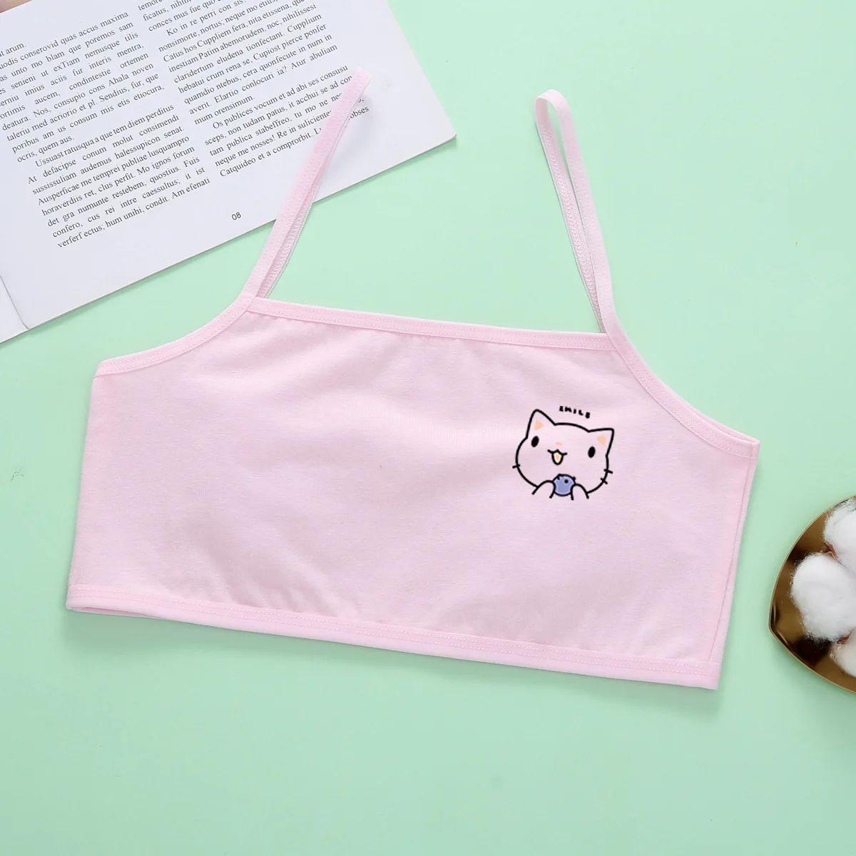3pcs Cotton Thin Teenage Vest Girls Cartoon Print Bras Young Childrens Students Training Bras Maiden Kids Underwears Tank Tops