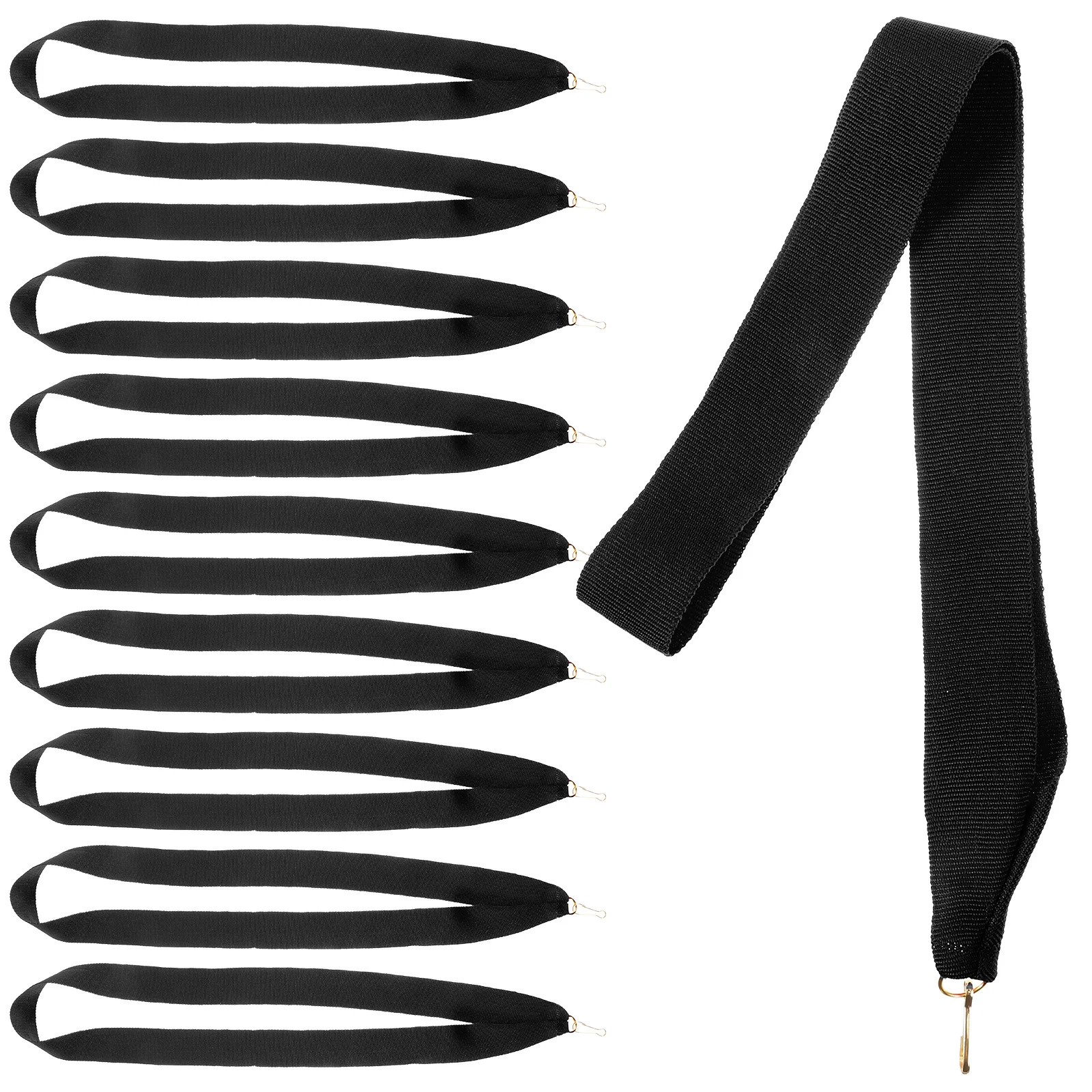 10 Pcs Competition Neck Ribbon Medal Lanyard Black Hooks with Clip Flat Award Ribbons