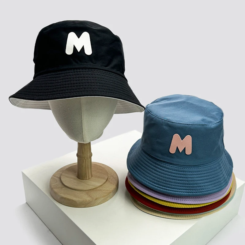 

New Women Men M Letter Double Sided Wearable Bucket Hats Versatile Fashion Simple Korean Sunshade Comfortable Breathable ins