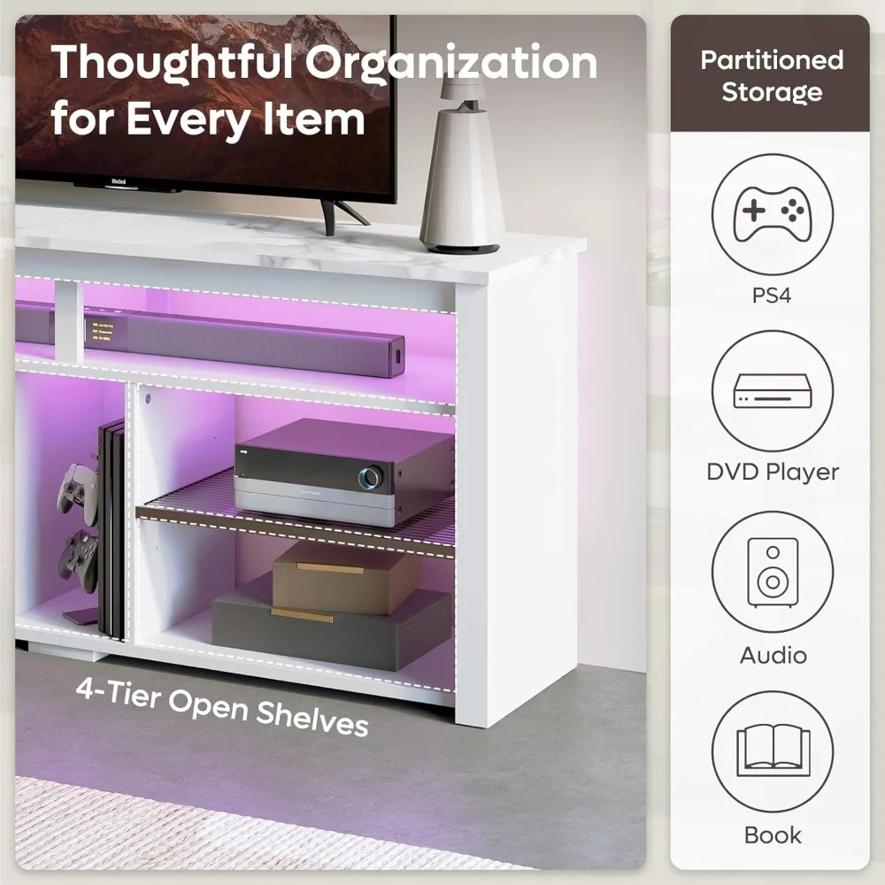 

LED Tall Entertainment Center for PS4, 55 inch TV Stand for 55/60/65 inch TV, TV Console with Storage, Customized