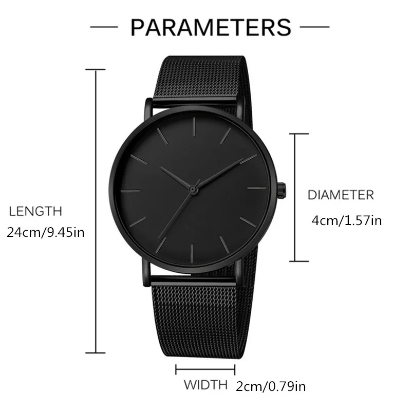 Mode Ultra Dünne Kreative Schwarz Edelstahl Quarz Uhren Männer Einfache Mode-Business Armbanduhr Uhr Männlich Relogios – Detail 2